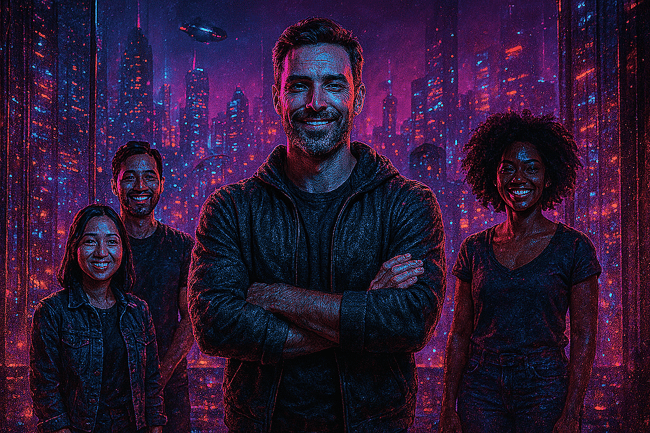 a leader  ceo standing in front of their diverse s