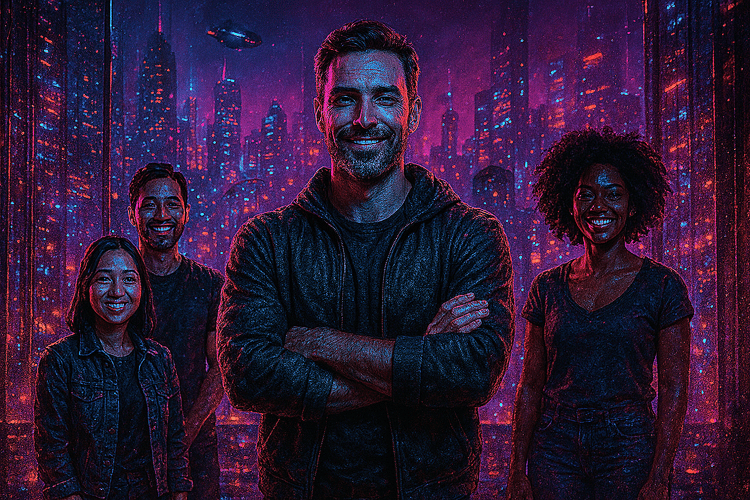 a leader  ceo standing in front of their diverse s